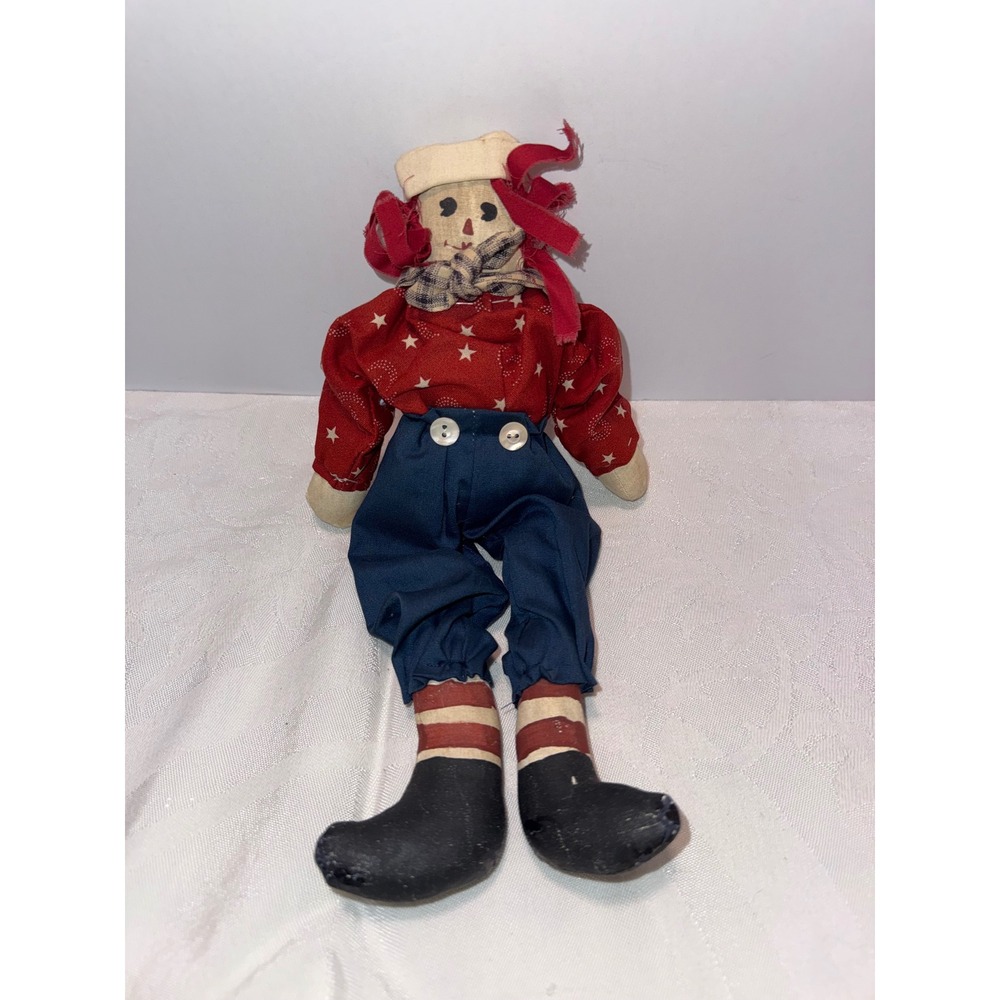 Vintage Primitive Americana Rag Doll Handmade Patriotic Folk Art 10.5 Inch